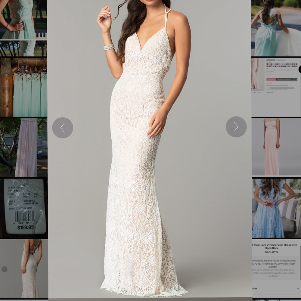 NWT | PROM/WEDDING/FORMAL DRESS | IVORY NUDE LACE | SIZE 2 |